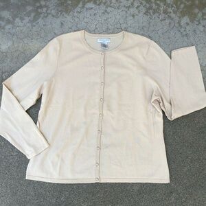 Sutton Studio VTG Beige Button Cardigan Sweater 0X​​​​​​​
